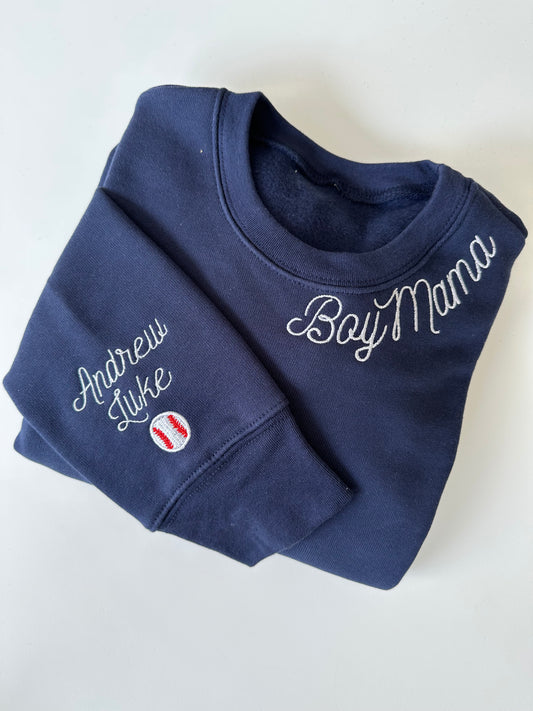 Baseball Boy Mama Crew Neck